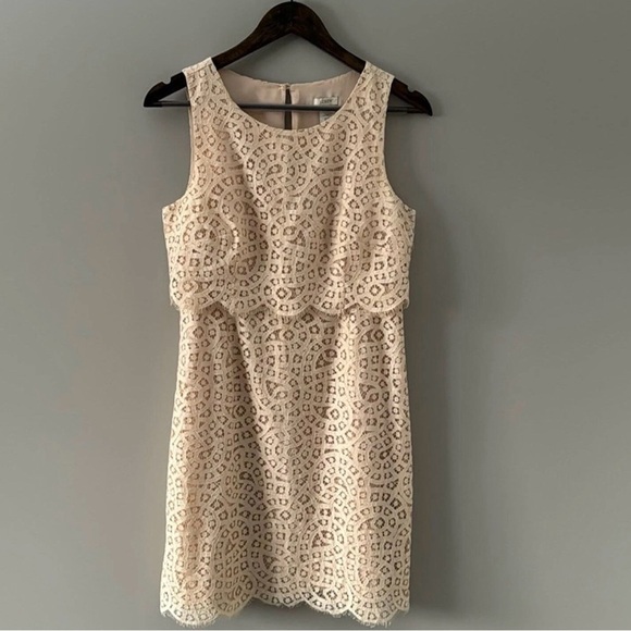 J. crew cream Tiered shift dress in raindrop lace size 12 - Picture 8 of 10